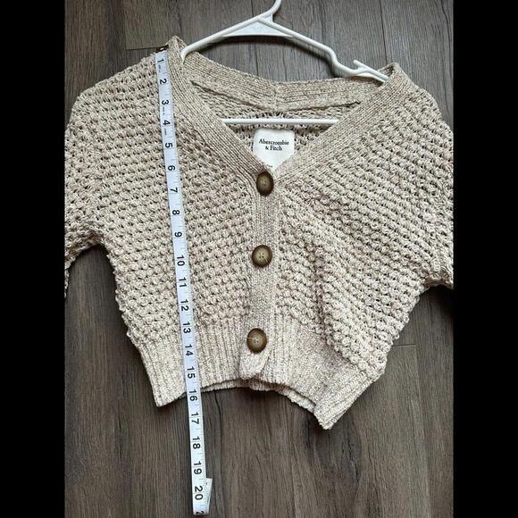 Abercrombie & Fitch Xxs Brown Chunky Knit Sweater Cardigan Cropped - Picture 4 of 5